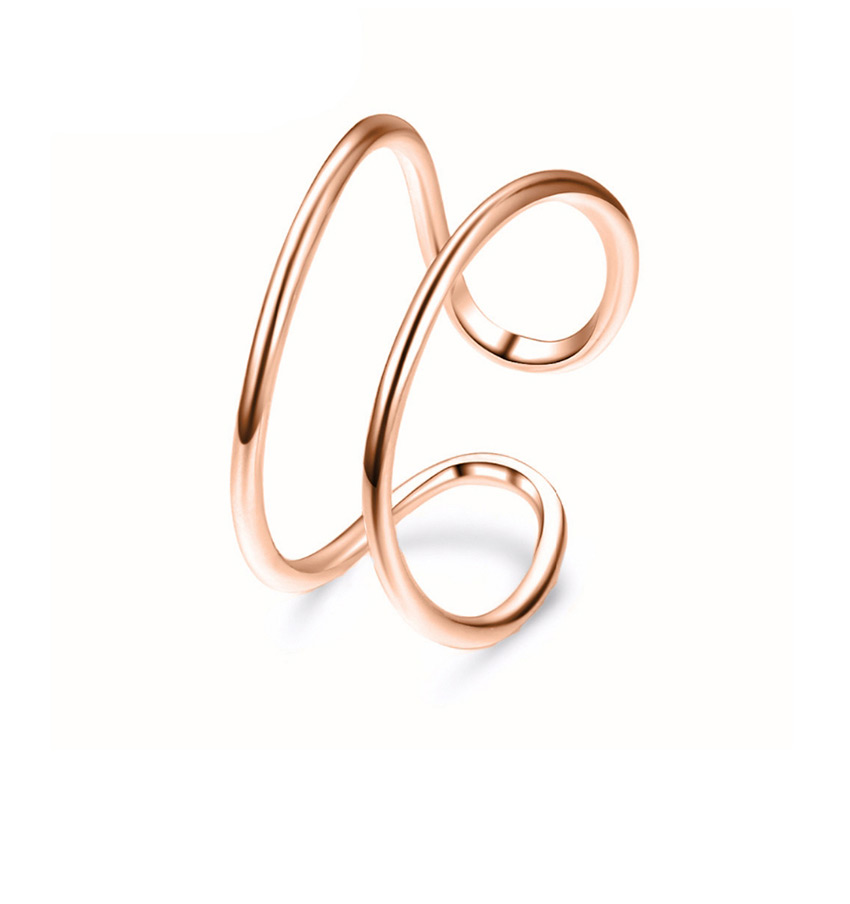 Fashion Rose Gold Stainless Steel Geometric Openwork Ring,Rings