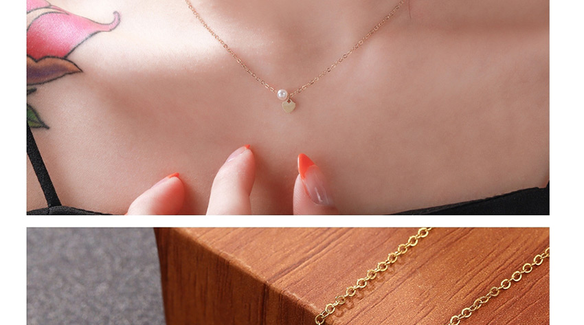 Fashion Golden Stainless Steel Pearl Peach Heart Hypoallergenic Necklace,Necklaces