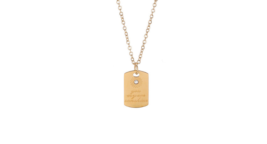 Fashion Golden Stainless Steel English Alphabet Square Brand Titanium Steel Necklace,Necklaces