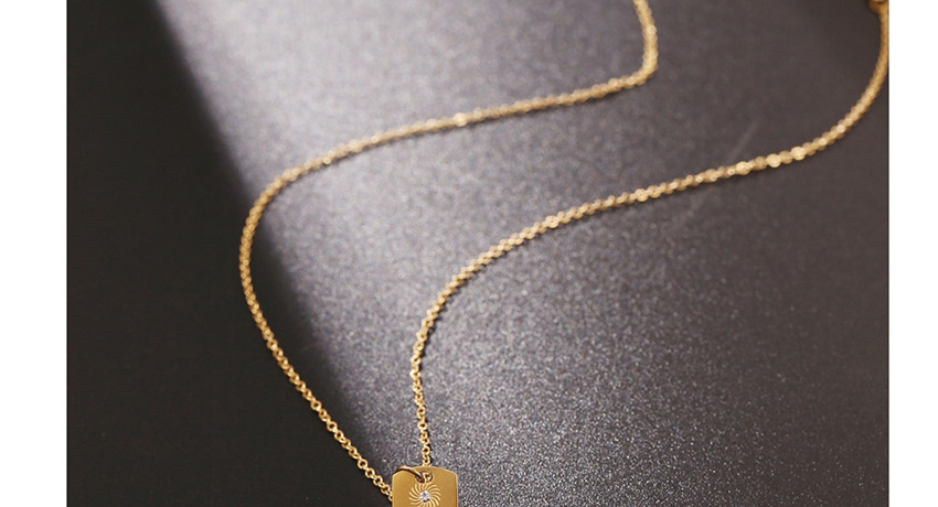 Fashion Golden Stainless Steel English Alphabet Square Brand Titanium Steel Necklace,Necklaces