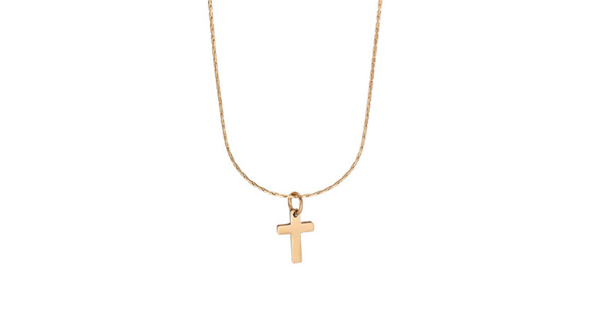 Fashion Golden Stainless Steel Geometric Cross Alloy Necklace,Necklaces