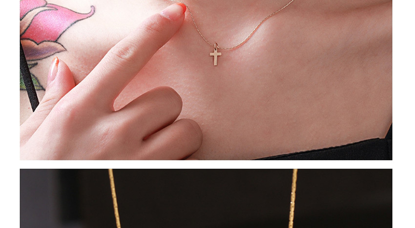 Fashion Golden Stainless Steel Geometric Cross Alloy Necklace,Necklaces