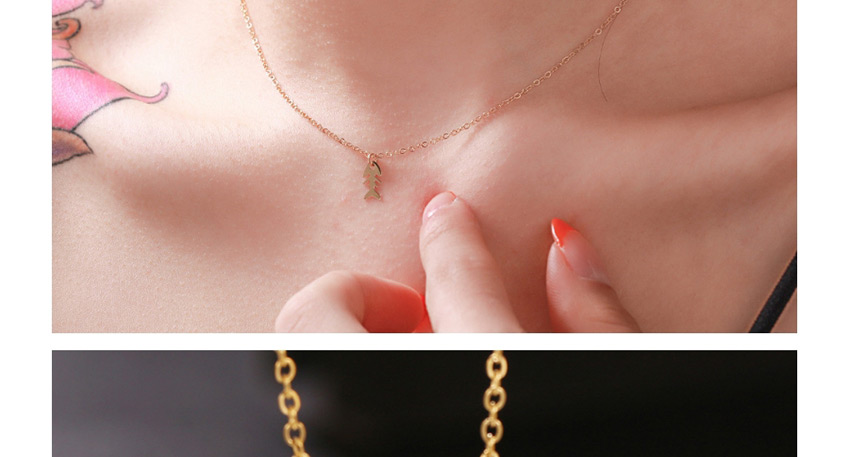 Fashion Golden Stainless Steel Hollow Fishbone Geometric Alloy Necklace,Necklaces