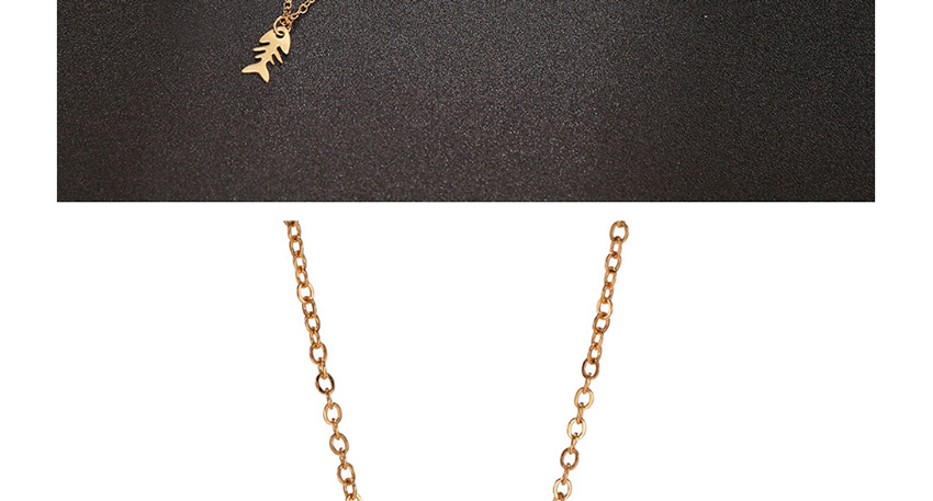 Fashion Golden Stainless Steel Hollow Fishbone Geometric Alloy Necklace,Necklaces