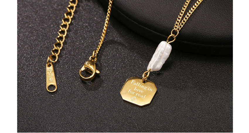 Fashion Golden Stainless Steel Coin Geometric English Necklace,Necklaces