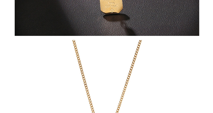 Fashion Golden Stainless Steel Coin Geometric English Necklace,Necklaces