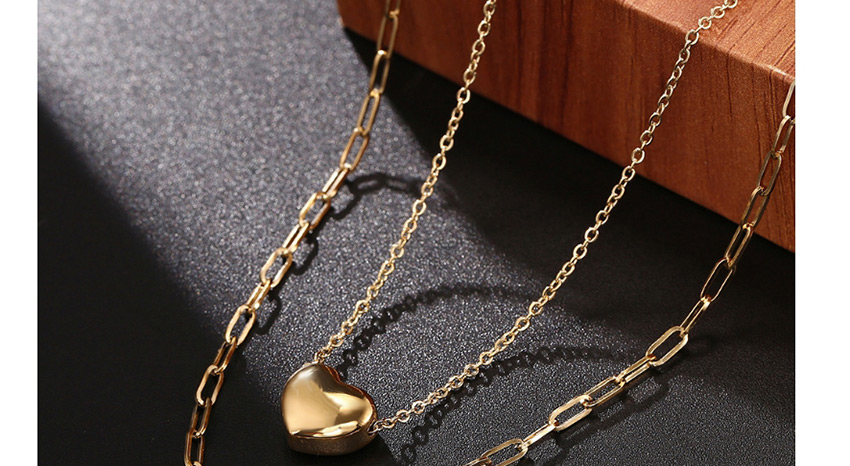 Fashion Golden Stainless Steel Heart-shaped 24k Chain Necklace Set,Necklaces