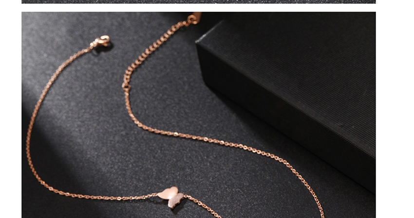 Fashion Rose Gold Titanium Steel Stainless Steel Frosted Butterfly Clavicle Chain,Necklaces