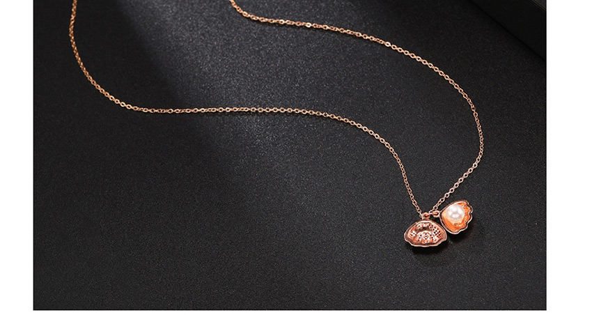 Fashion Rose Gold Scallop Stainless Steel Color Retaining Diamond Alloy Necklace,Necklaces