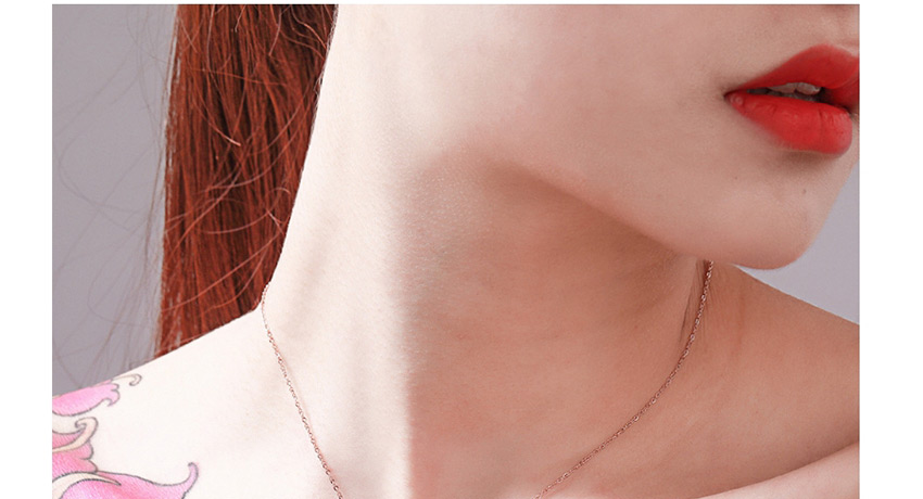 Fashion Rose Gold Long Life Lock Stainless Steel Hypoallergenic Blessing Hollow Clavicle Chain,Necklaces