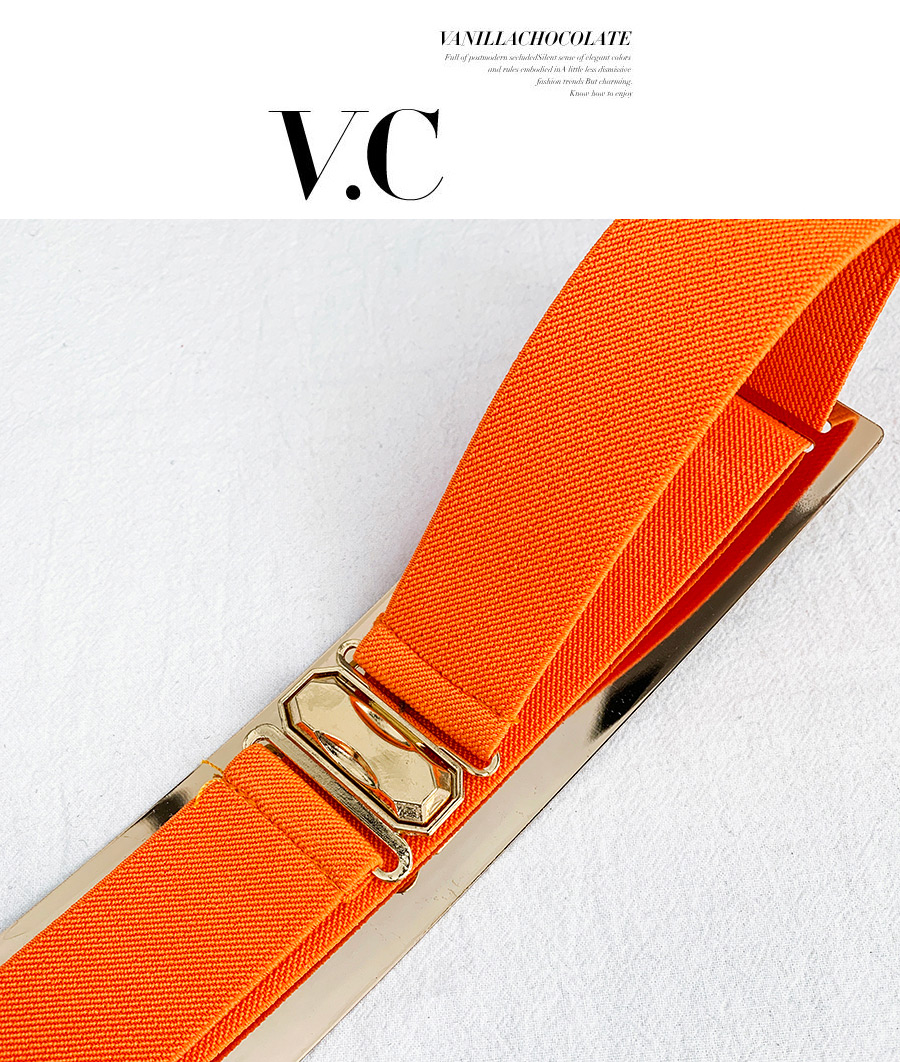 Fashion Coffee Color Rectangular Alloy Elastic Belt,Wide belts