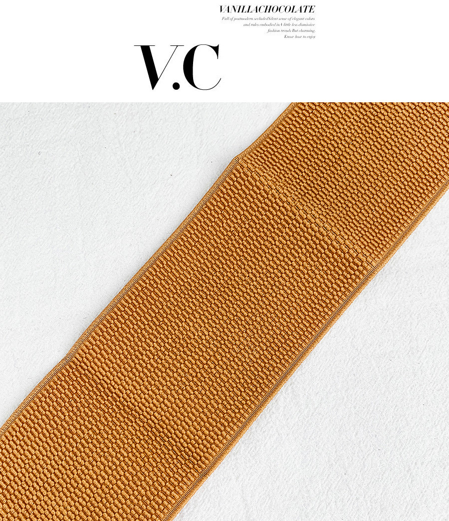 Fashion Khaki Alloy Geometry Elastic Belt,Wide belts