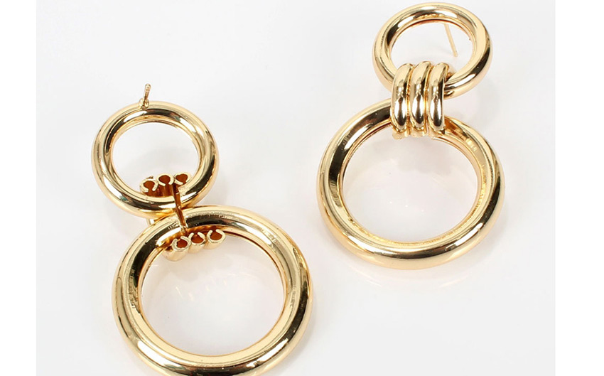 Fashion Golden Alloy Geometric Round Alloy Stud Earrings,Drop Earrings