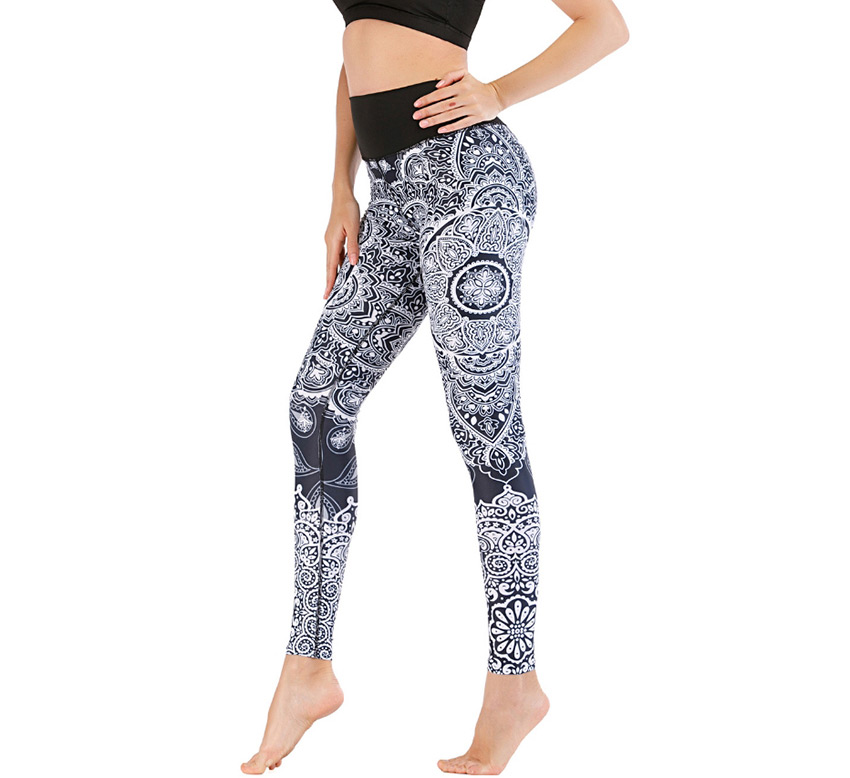 Fashion Black [pants Only] Geometric Print Yoga Sports Fitness Pants,Pants