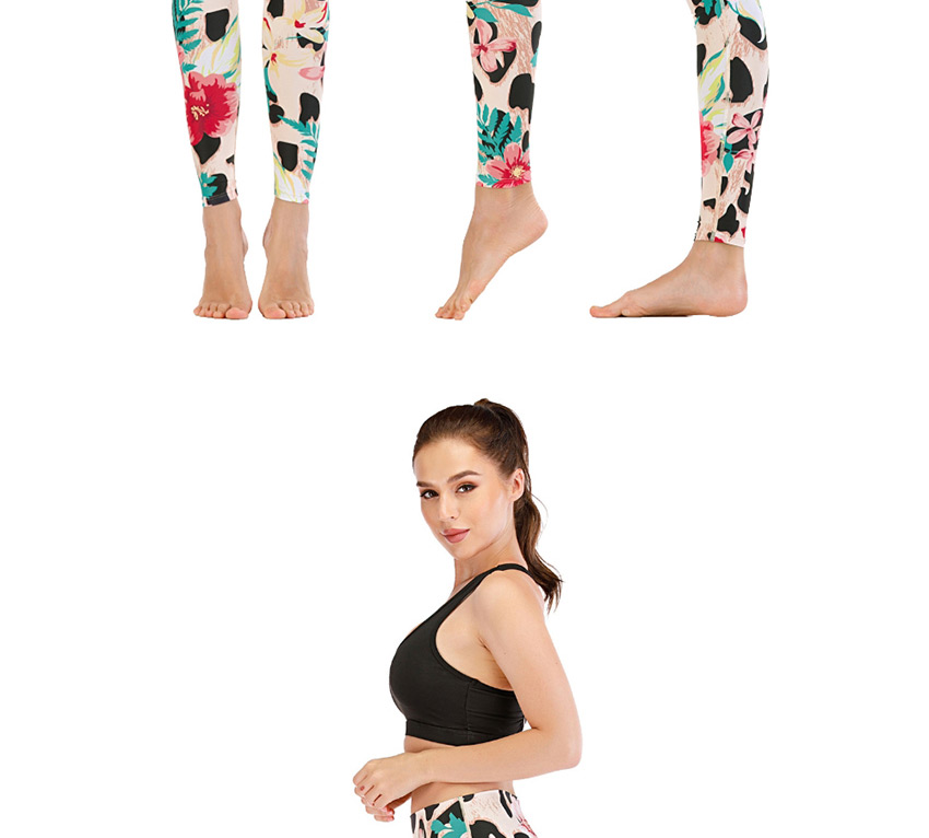 Fashion Leopard Print [pants Only] Flower Print Contrast Yoga Yoga Pants,Pants
