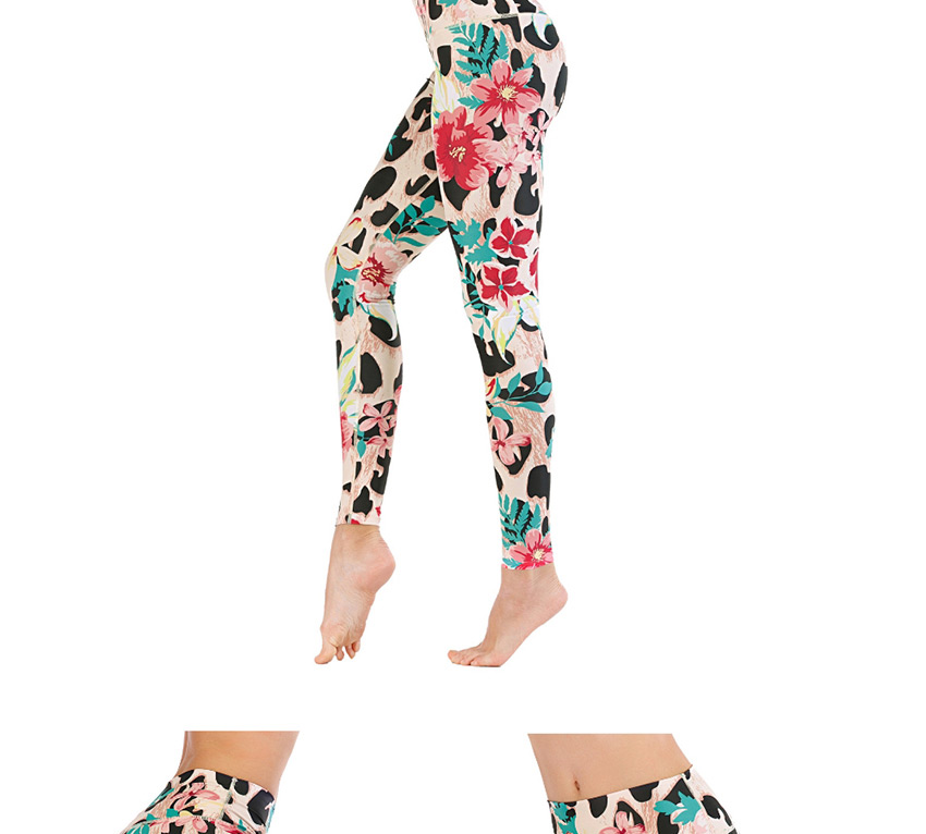 Fashion Leopard Print [pants Only] Flower Print Contrast Yoga Yoga Pants,Pants