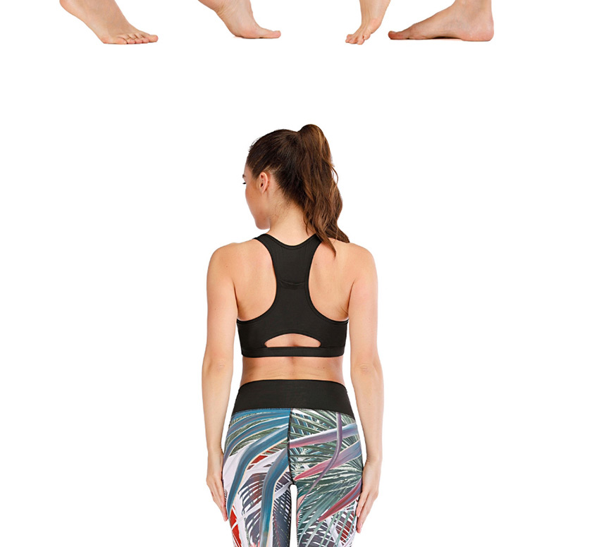 Fashion Printing [pants Only] Leaf Print Contrast Yoga Yoga Pants,Pants