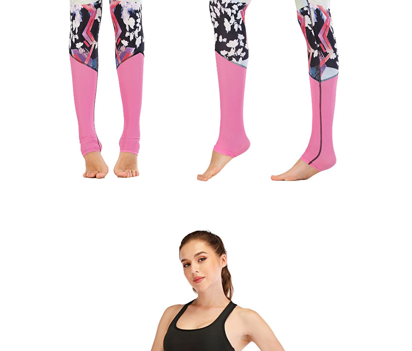Fashion Color Matching [pants Only] Geometric Print Contrast Color Yoga Sports Fitness Pants,Pants