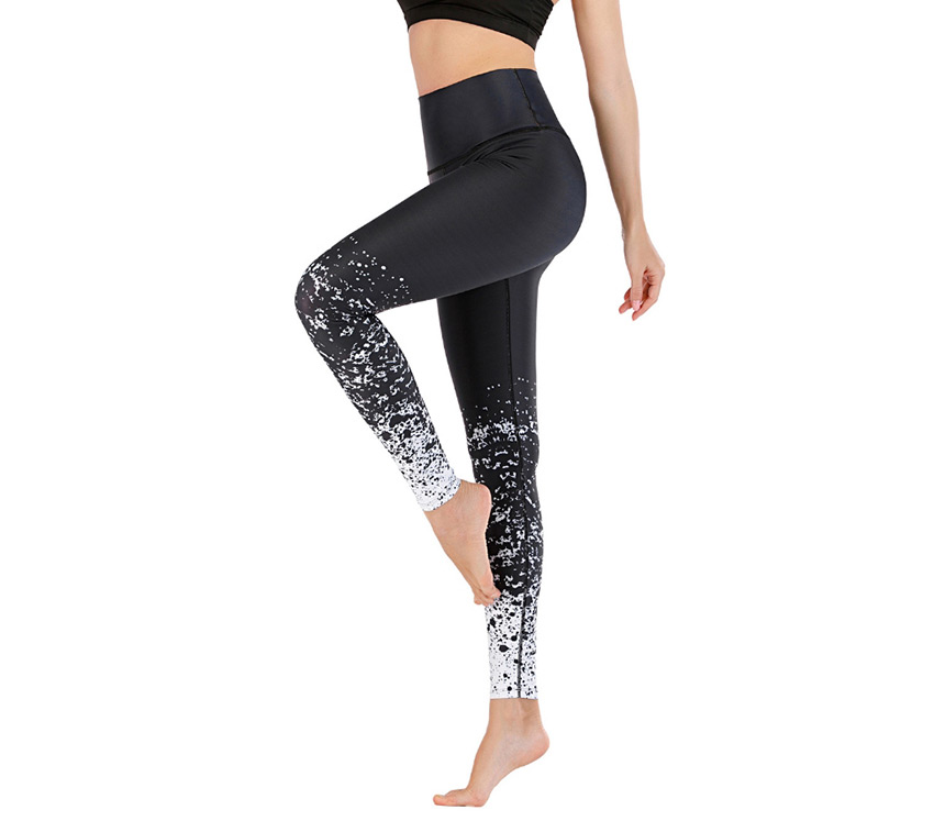Fashion Black [pants Only] Geometric Print Contrast Color Yoga Sports Fitness Pants,Pants