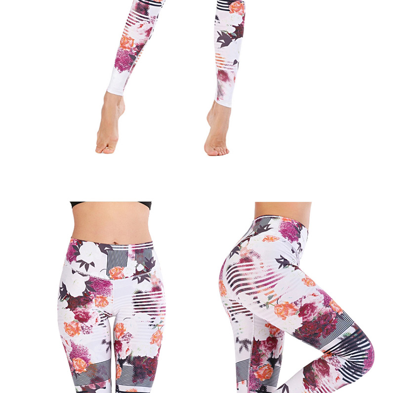 Fashion Printing [pants Only] Geometric Print Contrast Color Yoga Sports Fitness Pants,Pants