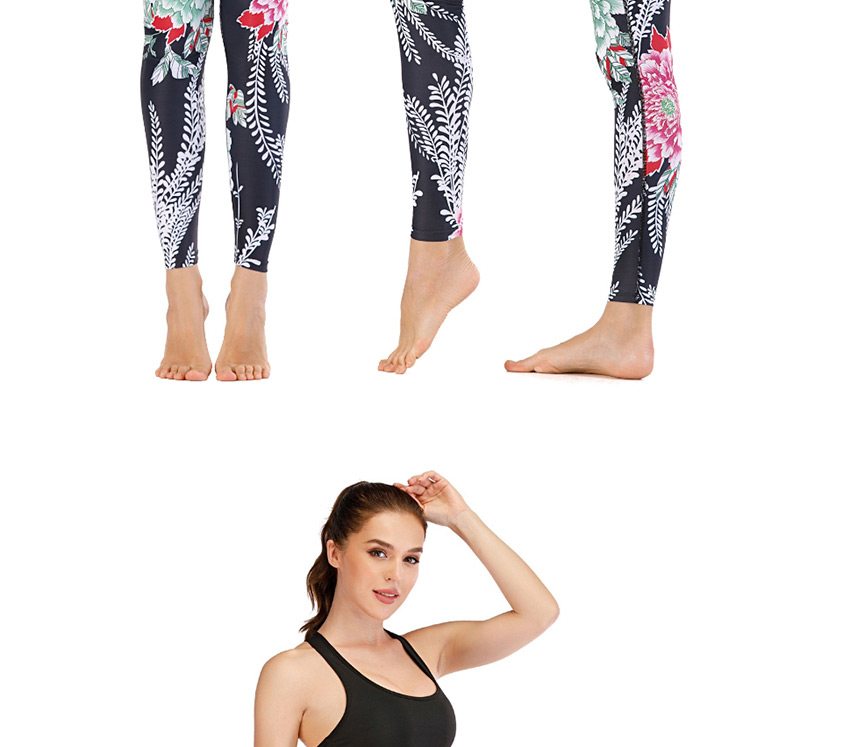 Fashion Printing [pants Only] Flower Print Contrast Yoga Yoga Pants,Pants