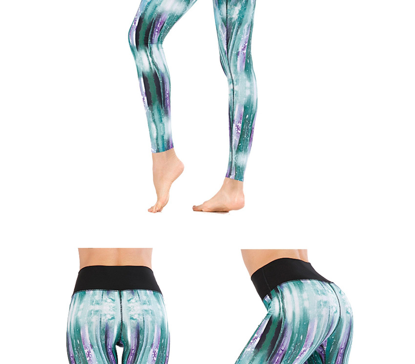 Fashion Blue [pants Only] Geometric Print Contrast Color Yoga Sports Fitness Pants,Pants