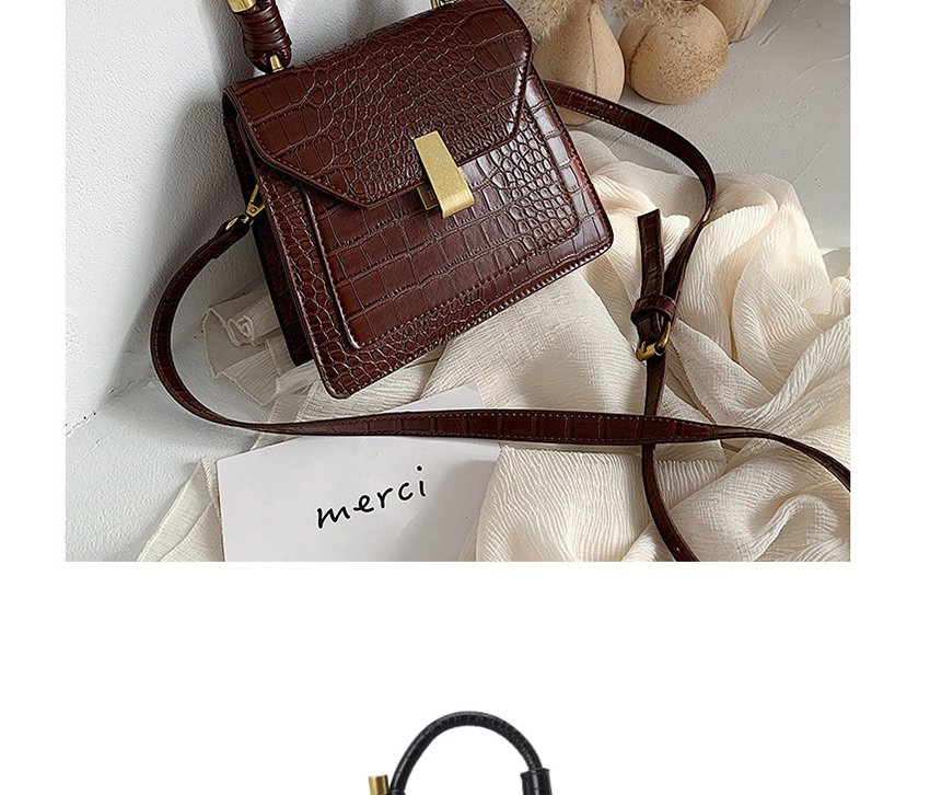 Fashion Brown Croc-embossed Lock Shoulder Bag,Handbags