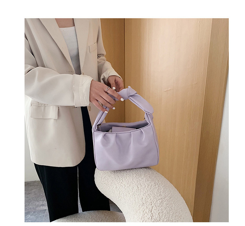 Fashion Purple Big Bow Pleated Shoulder Underarm Bag,Handbags