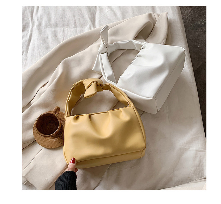 Fashion Yellow Big Bow Pleated Shoulder Underarm Bag,Handbags