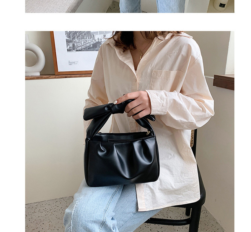 Fashion Black Big Bow Pleated Shoulder Underarm Bag,Handbags