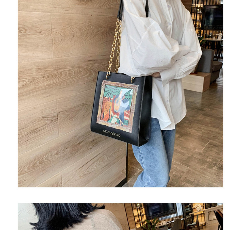 Fashion Black Double Printed Portrait Chain Shoulder Bag,Messenger bags