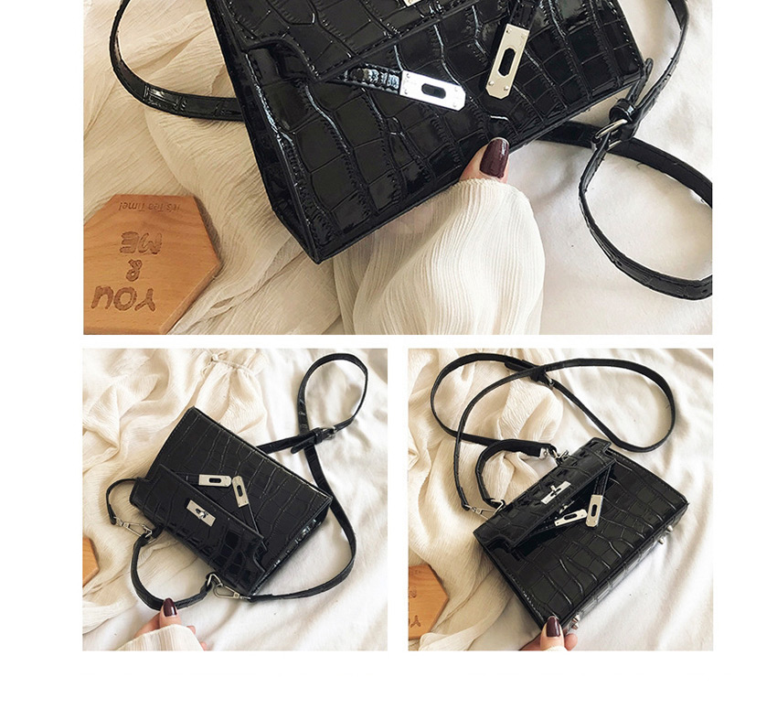 Fashion Black Stone Textured Shoulder Crossbody Bag,Handbags