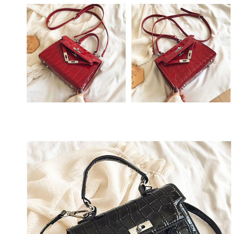 Fashion Red Stone Textured Shoulder Crossbody Bag,Handbags