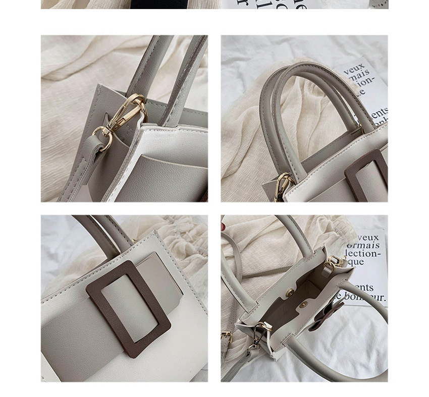 Fashion Brown Contrast Belt Buckle Stitching Shoulder Bag Crossbody Bag,Handbags