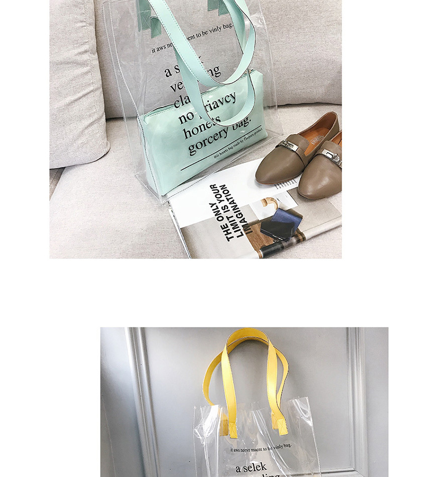Fashion Green Transparent Letter Print Shoulder Bag,Messenger bags