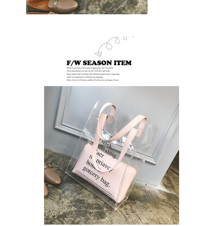 Fashion Pink Transparent Letter Print Shoulder Bag,Messenger bags