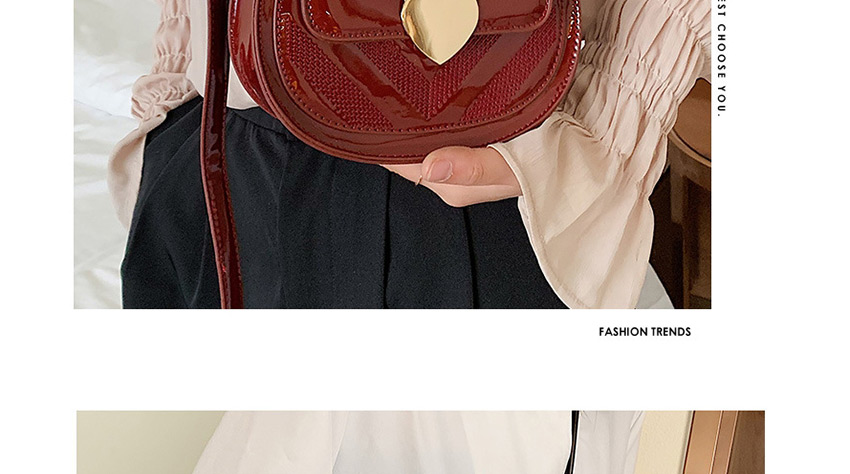 Fashion Red Wine Contrast Lock-stitch Shoulder Bag,Shoulder bags