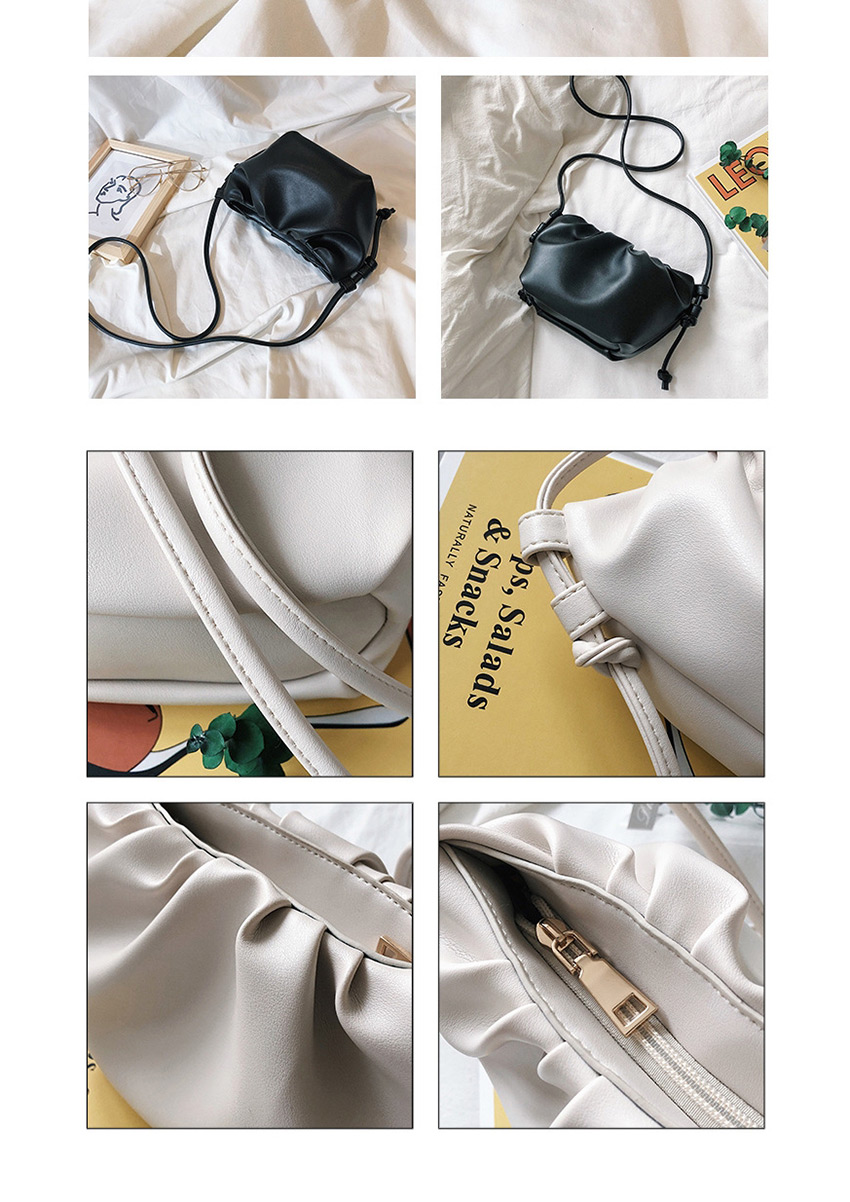 Fashion White Pleated Knotted Shoulder Strap Shoulder Bag,Shoulder bags