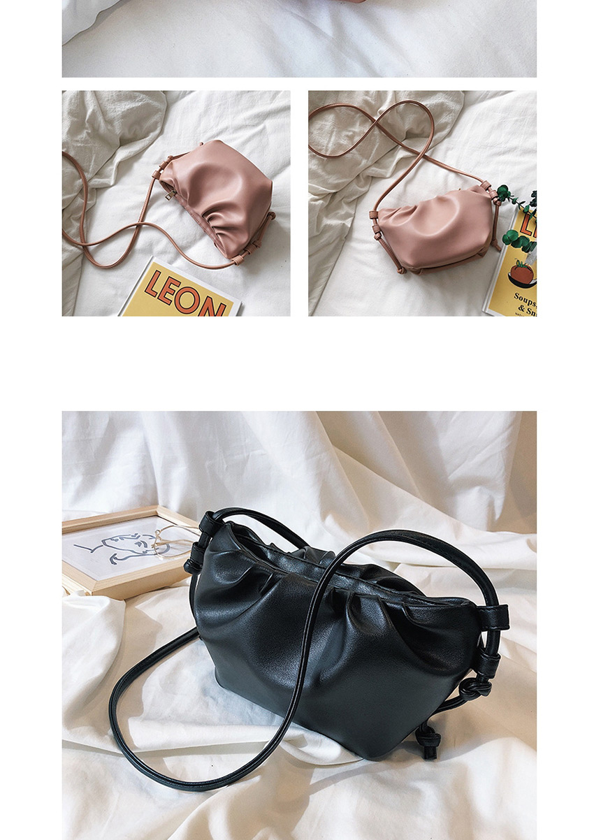 Fashion Black Pleated Knotted Shoulder Strap Shoulder Bag,Shoulder bags