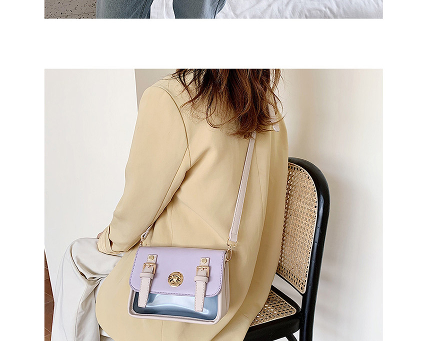 Fashion Pink Contrast Stitching Transparent Lock Shoulder Crossbody Bag,Shoulder bags