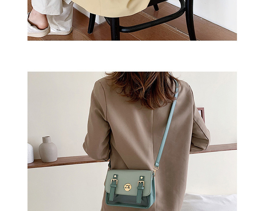 Fashion Green Contrast Stitching Transparent Lock Shoulder Crossbody Bag,Shoulder bags