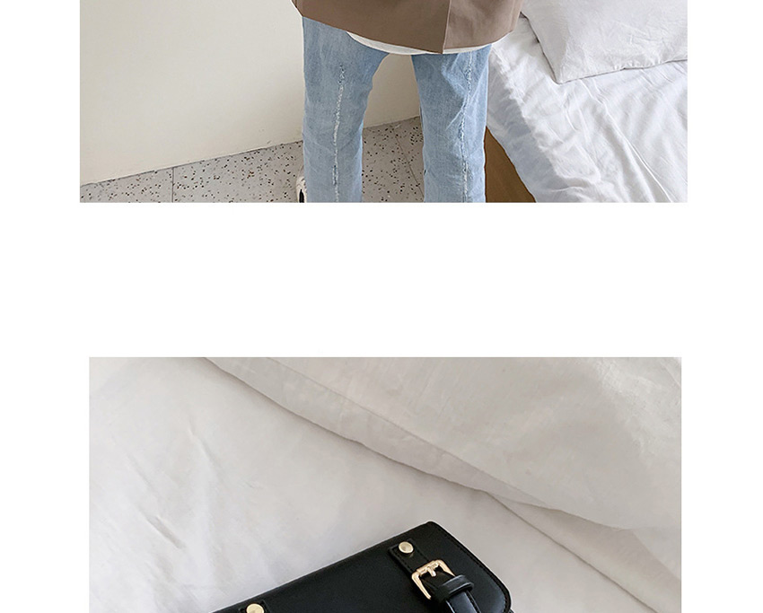 Fashion Black Contrast Stitching Transparent Lock Shoulder Crossbody Bag,Shoulder bags