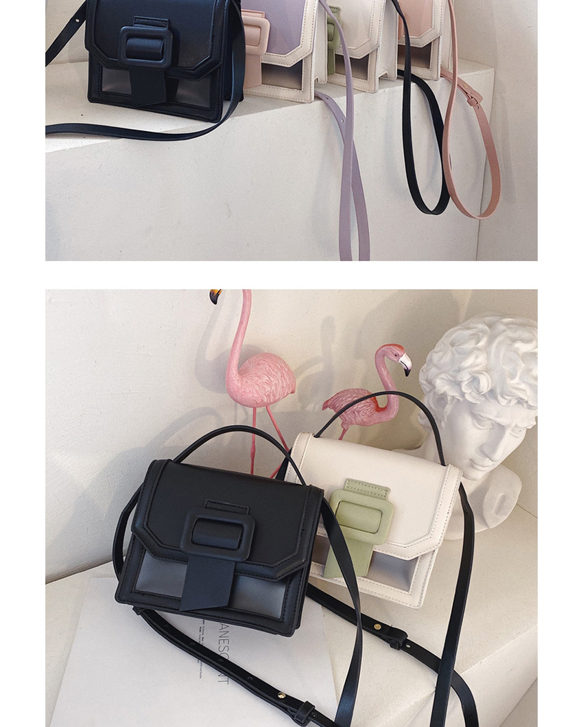 Fashion Black Contrast Stitching Translucent Square Button Shoulder Crossbody Bag,Shoulder bags
