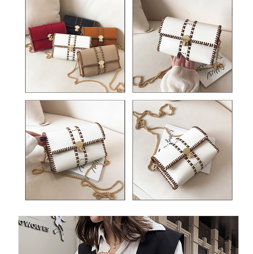 Fashion Khaki Chain Embroidered Shoulder Bag,Shoulder bags