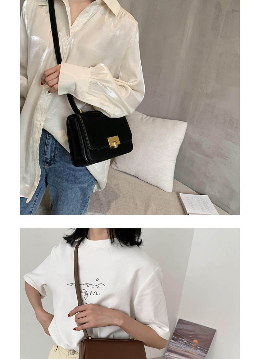 Fashion Black Locked Contrast Shoulder Crossbody Bag,Shoulder bags