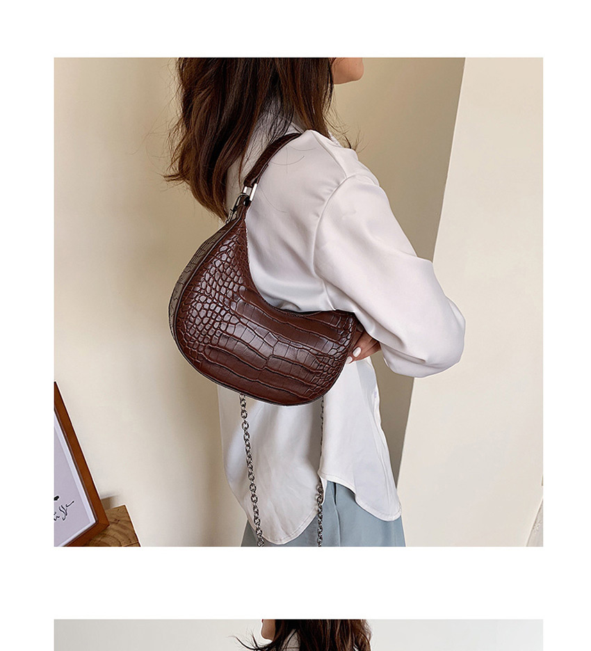 Fashion Brown Chain Crescent Shoulder Bag,Shoulder bags