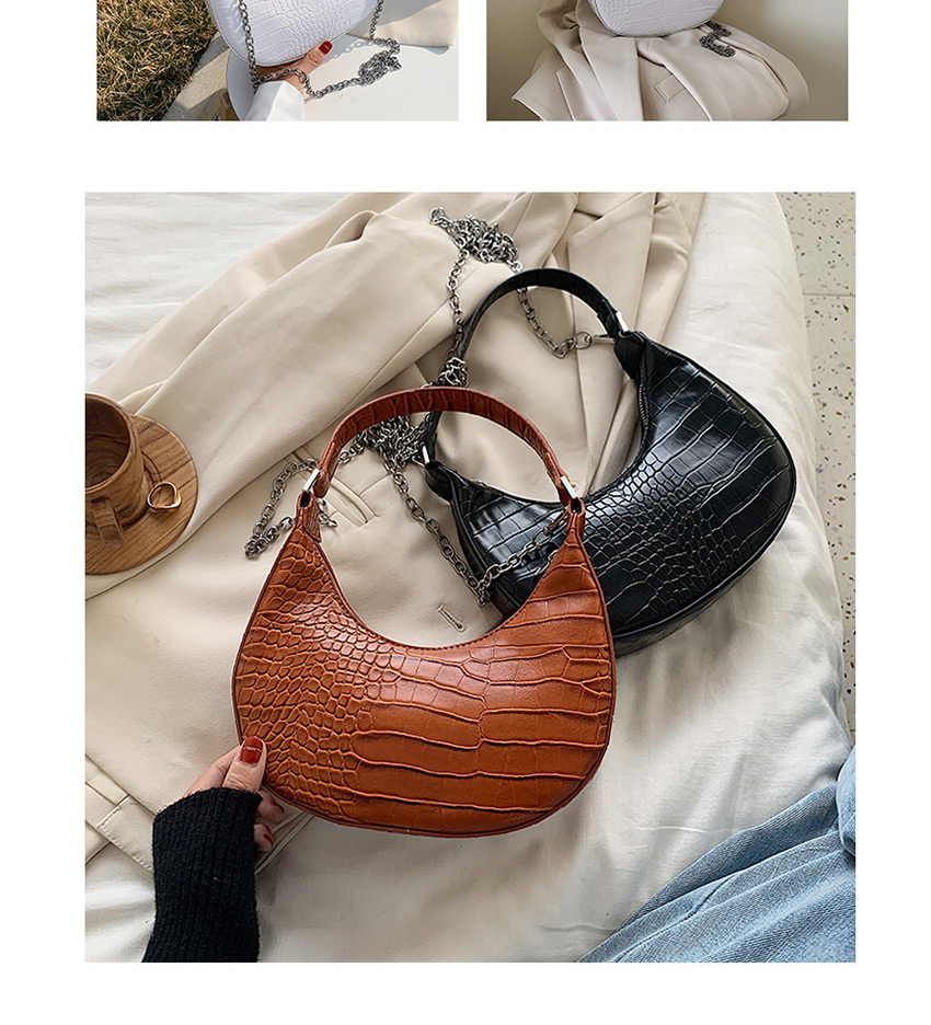 Fashion Coffee Color Chain Crescent Shoulder Bag,Shoulder bags
