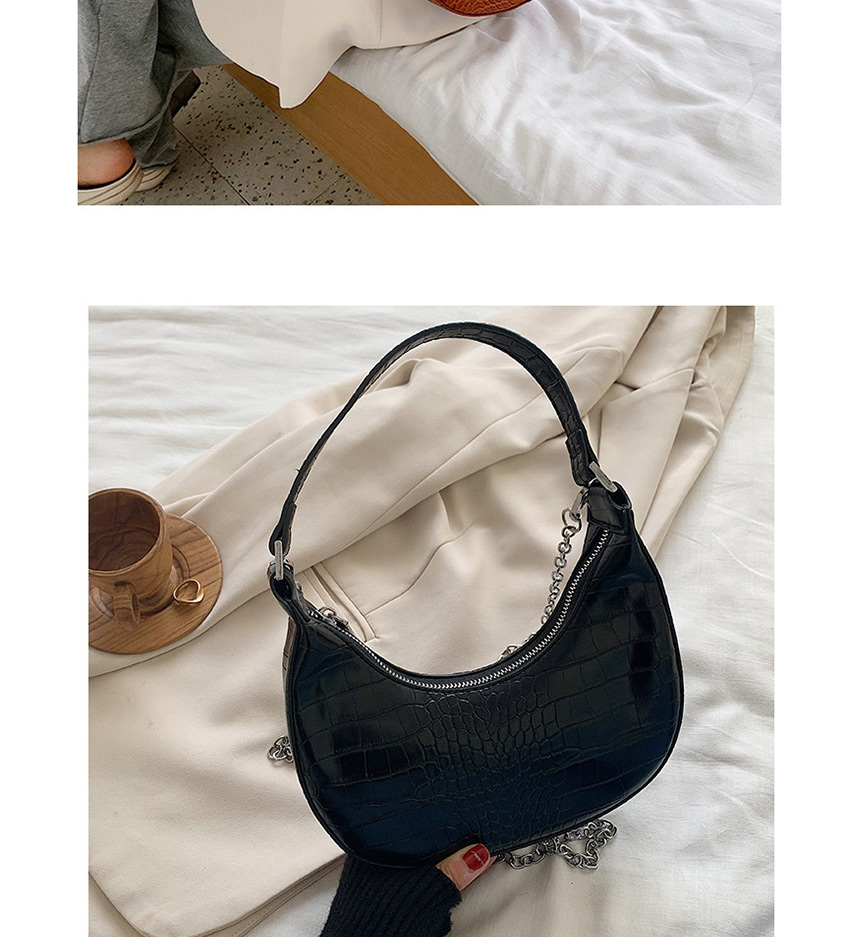 Fashion Black Chain Crescent Shoulder Bag,Shoulder bags