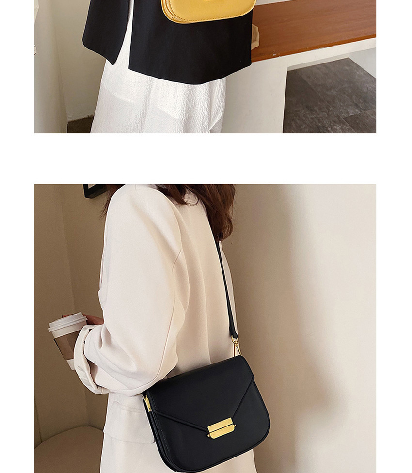 Fashion Black Flap Square Buckle Shoulder Crossbody Bag,Shoulder bags