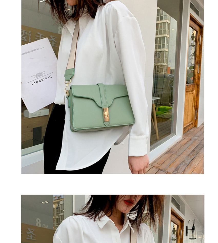 Fashion Green Paneled Wide Shoulder Strap Cross Buckle Shoulder Bag,Shoulder bags